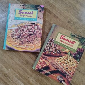 Sunset Recipe Annual 1990 & 1991 Hardcover Cookbooks - Multicolor Covers